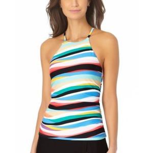 MSRP $68 Anne Cole Printed High-Neck Tankini Top Size XS